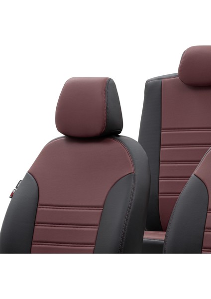 Ford Tourneo Courier 2014-Sonrası Özel Üretim Koltuk Kılıfı Istanbul Design Bordo - Siyah