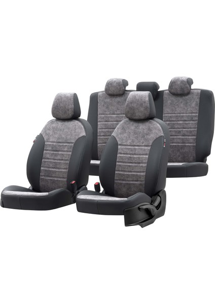 Isuzu D-Max 2004-2011 Özel Üretim Koltuk Kılıfı Milano Design Füme - Siyah