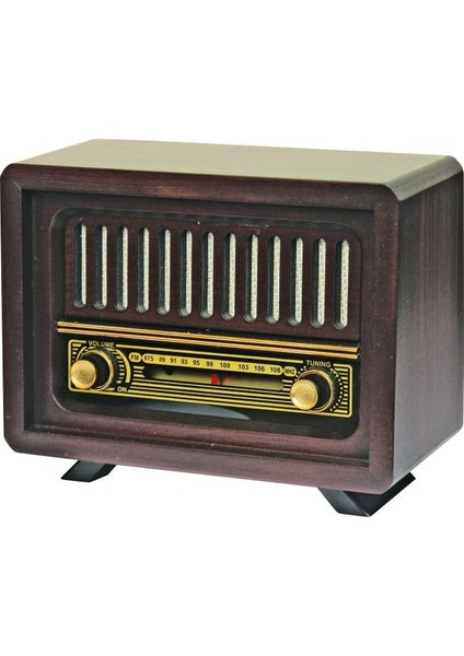 Ahşap Retro Nostaljik Radyo Çamlıca Model Şarjlı Pil+Adaptörlü