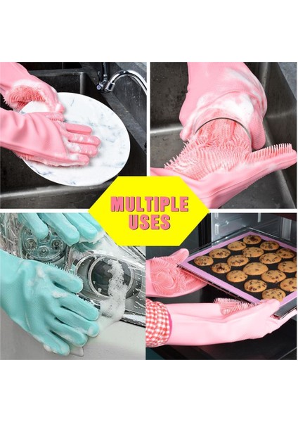 Sihirli Isıya Dayanıklı Silikon Çok Amaçlı Bulaşık Eldiven Fırçası Magic Gloves