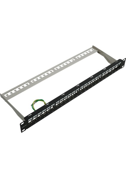 Bakır RJ45 Ftp Patch Panel 24 Port 1u 19'' Siyah Korumalı Ral 9005 2 Yıl Üretici Garantili