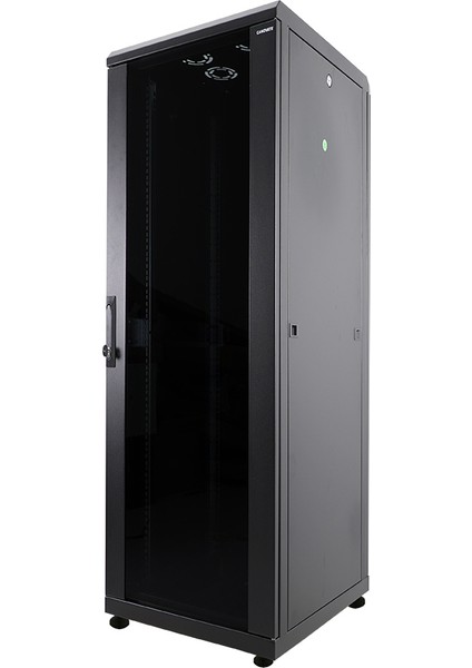 42U 800X800MM 19''dikili Tip Network Rack Kabinet Siyah Çelik Sac Ön Cam Kapı Montajlı Ral 9005 2 Yıl Üretici Garantili