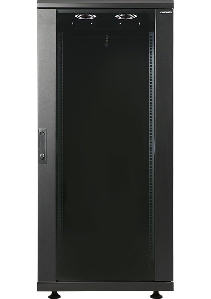 32U 800X800MM 19''dikili Tip Network Rack Kabinet Siyah Çelik Sac Ön Cam Kapı Montajlı Ral 9005 2 Yıl Üretici Garantili