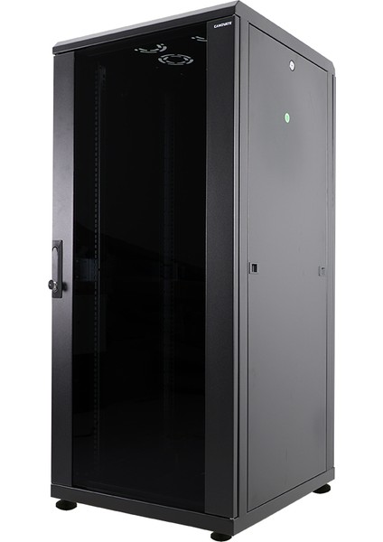 32U 800X800MM 19''dikili Tip Network Rack Kabinet Siyah Çelik Sac Ön Cam Kapı Montajlı Ral 9005 2 Yıl Üretici Garantili