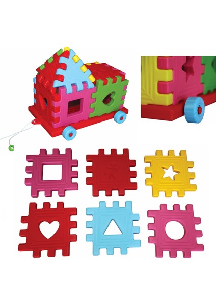 King Kids Plastik Arabalı Puzzle 12 Parça