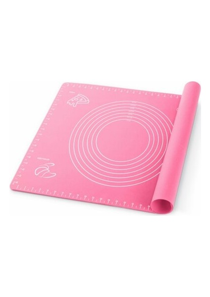 Pembe Silikon Ölçekli Hamur Açma Matı 45 x 65 Cm.