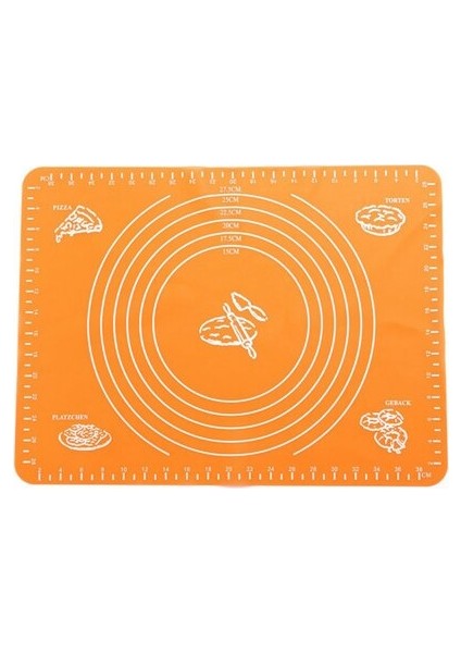 Turuncu Silikon Ölçekli Hamur Açma Matı 45 x 65 Cm.