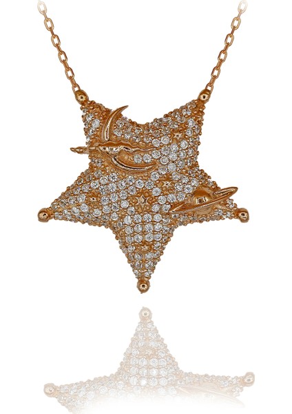 Beyaz Taşlı Galaksinin Yıldızı Gümüş Kolye indirimleri