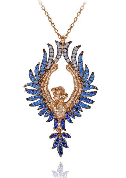 Opal Taşlı Arkası Dönük Kadın Gümüş Kolye indirimleri