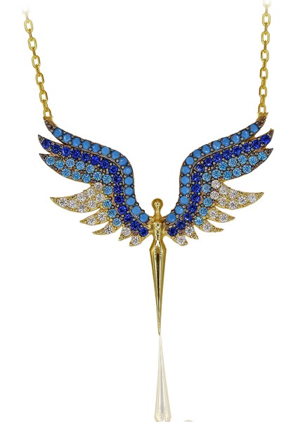 Renkli Taşlı Mikailin Kılıcı Gümüş Kolye