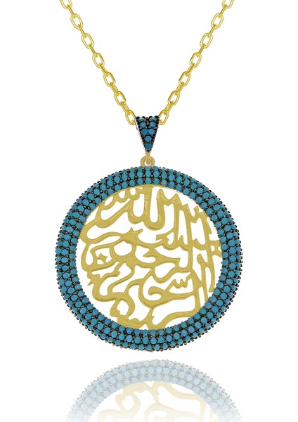 Turkuaz Taşlı Bismillahirrahmanirrahim Gümüş Kolye