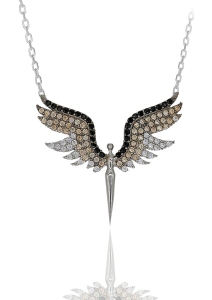 Renkli Taşlı Mikailin Kılıcı Gümüş Kolye