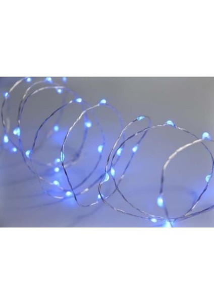 Pilli Tel Peri LED 10 Metre Beyaz Kavanoz Balon Süsleme M
