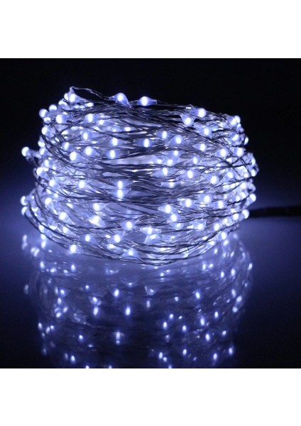 Pilli Tel Peri LED 10 Metre Beyaz Kavanoz Balon Süsleme M
