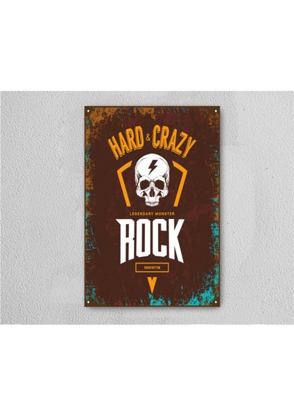 Hard Crazy Rock Retro Vintage Ahşap Poster Tablo