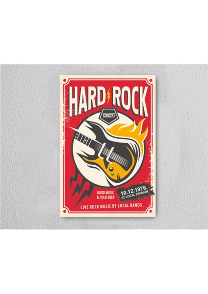 Hard Rock Retro Vintage Ahşap Poster Tablo