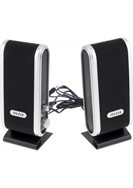 HY-218 Ince Tasarım 2.0 Siyah 1+1 USB Speaker 9533