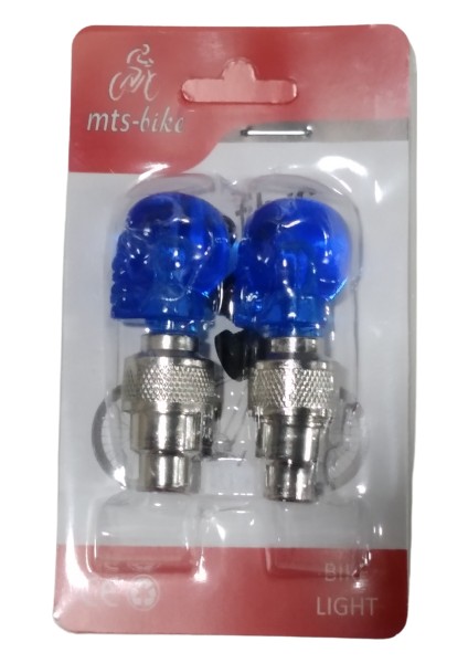 Hareket Sensörlü Bisiklet Işıklı Sibop Kapağı Kurukafa Model Piller Dahil 1 Çift Mavi