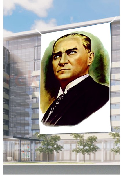 Mustafa Kemal Atatürk Portre Raşel Dijital Baskı Bayrak 70 x 105 cm