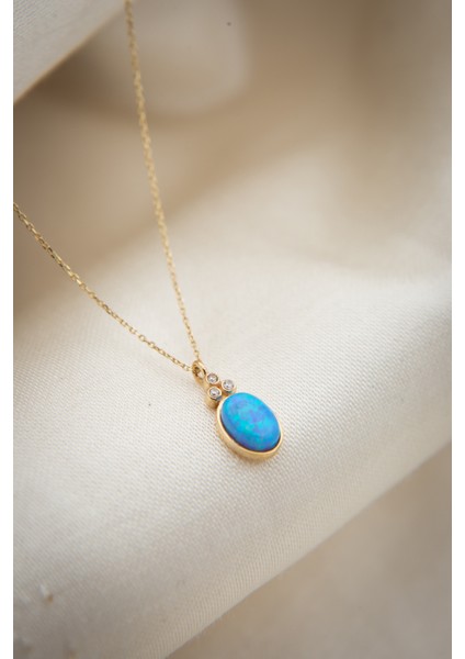 Kadın Opal Oval Taşlı 925 Ayar Gümüş Kolye fiyatları