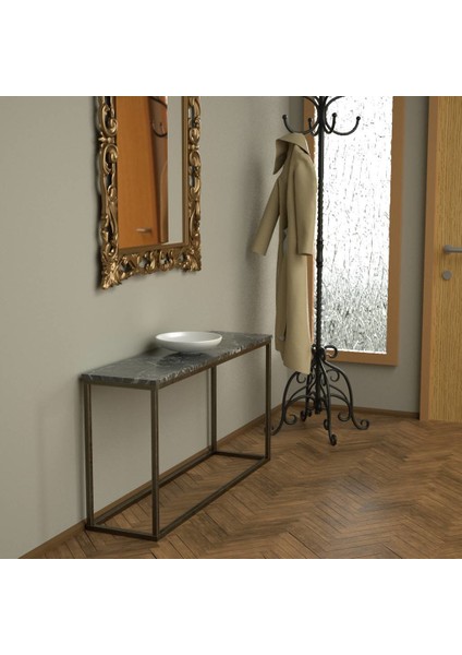 Potrica Dresuar - Eskitme Pirinç Siyah Mermer Tabla