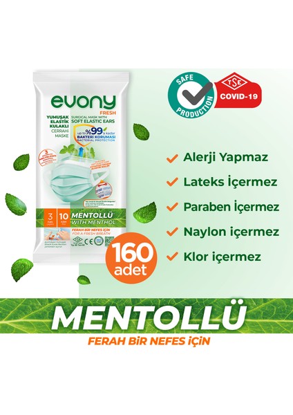 ELASTİK KULAKLI FRESH MENTOLLÜ 160 Adet