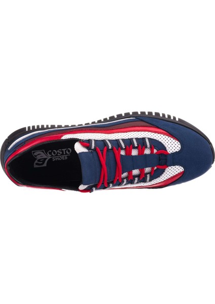 Amex Lacivert Büyük Numara Dana Derisi Rahat Geniş Kalıp Erkek Vip Spor Ayakkabı indirimleri