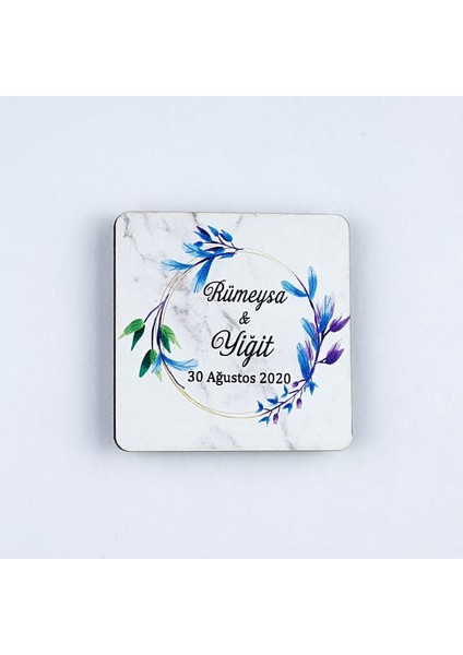 Ahşap Uv Baskılı Magnet Nikah Süsü 50'li