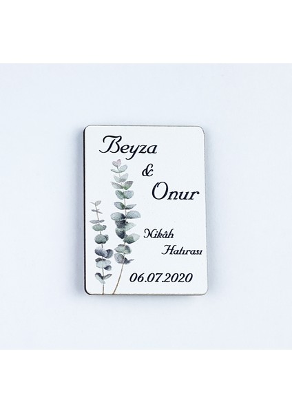 Ahşap Uv Baskılı Magnet Nikah Süsü 50'li