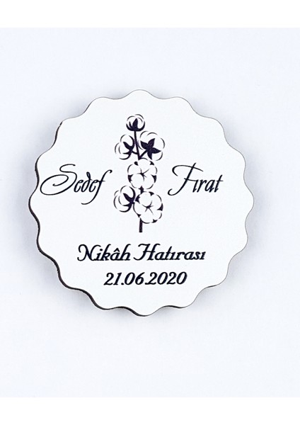 Ahşap Uv Baskılı Magnet Nikah Süsü 50'li