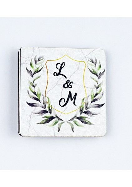 Ahşap Uv Baskılı Magnet Nikah Süsü 50'li