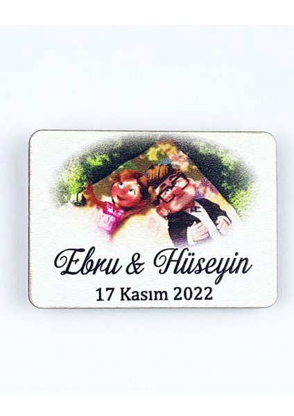 Ahşap Uv Baskılı Magnet Nikah Süsü 50'li