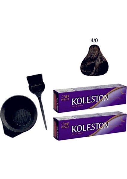 Koleston Tüp Saç Boyası 4/0 Kahve 2'li + Boyama Seti