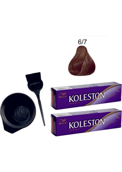 Koleston Tüp Saç Boyası 6/7 Çikolata Kahve 2'li + Boyama Seti