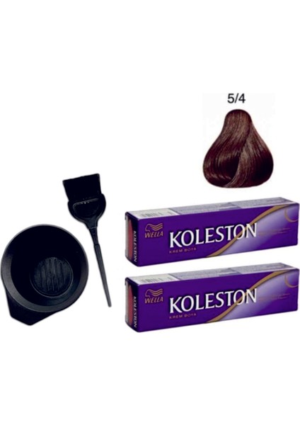 Koleston Tüp Saç Boyası 5/4 Açık Kestane 2'li + Boyama Seti