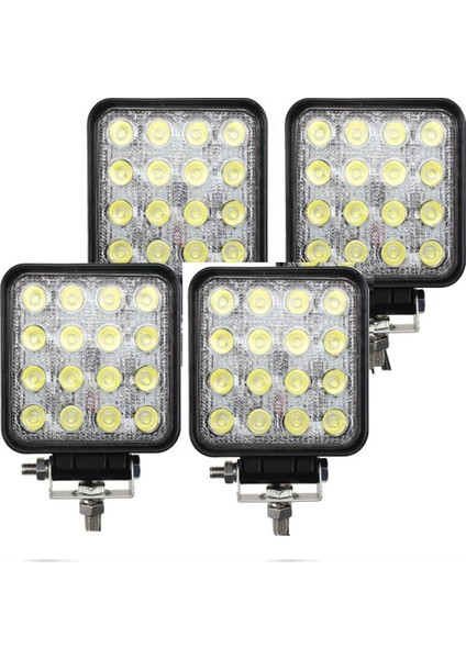 4 Adet 16 Ledli Off Road Çalışma ve Sis Lambası 48WATT 12 & 24 Vo