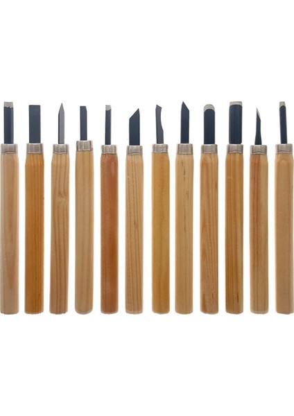 12 Parça Ahşap Oyma Hobi Heykel Set Ağaç Oyma Set Kalem Set