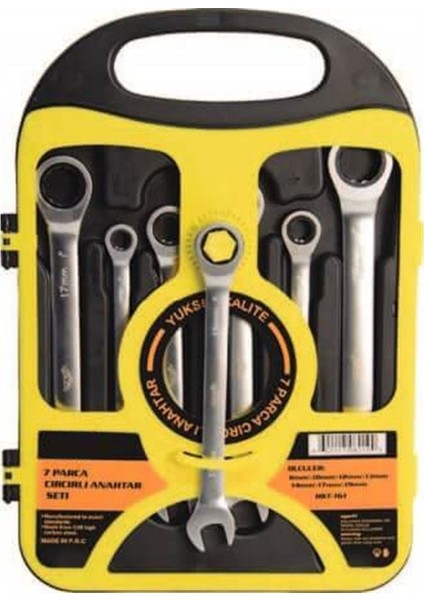 7 Parça Cırcır Anahtar Kombine Anahtar Seti 8-19MM Yüksek Kalite