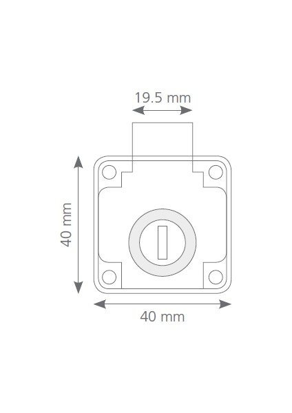 Kare Çekmece Kilidi D 19 mm x L 22 mm