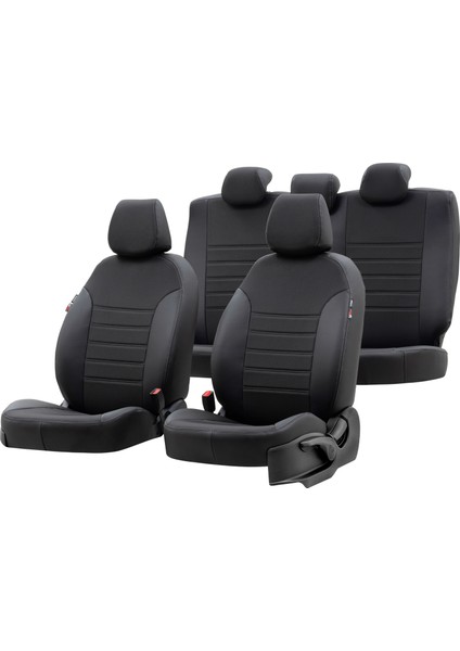 Hyundai H1 2008-2009 5+1 (6 Kişi) Özel Üretim Koltuk Kılıfı Paris Design Füme - Siyah