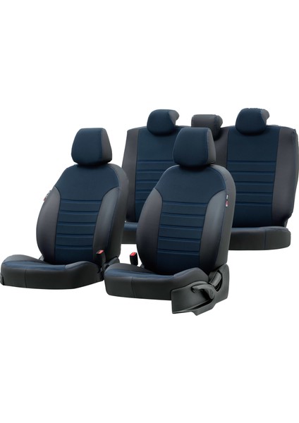 Jeep Grand Cherokee 2005-2010 Özel Üretim Koltuk Kılıfı Paris Design Mavi - Siyah