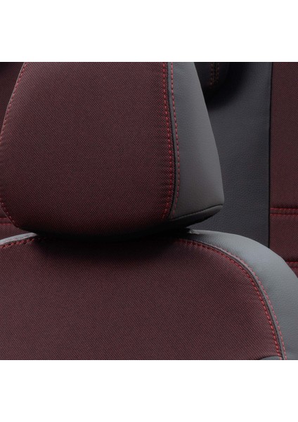 Nissan Micra 2019-Sonrası Özel Üretim Koltuk Kılıfı Paris Design Kırmızı - Siyah