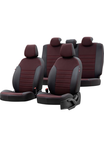 Suzuki Swift 2004-2010 Özel Üretim Koltuk Kılıfı Paris Design Kırmızı - Siyah
