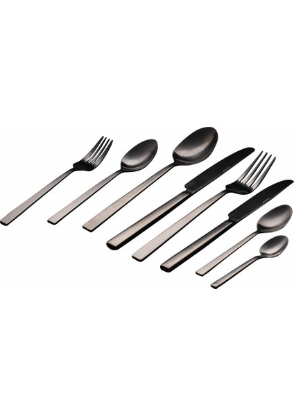 04FST001550 Quantum 84 Parça Mat Siyah Çatal Kaşık Bıçak Takımı fiyatları