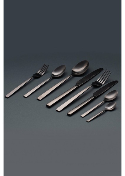 04FST001550 Quantum 84 Parça Mat Siyah Çatal Kaşık Bıçak Takımı modelleri