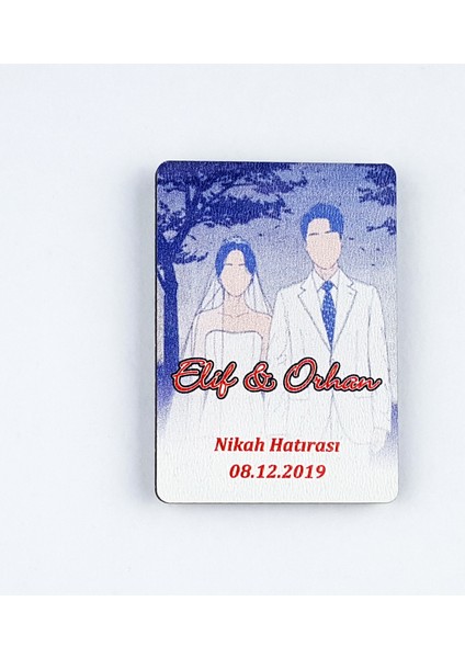 Ahşap Uv Baskılı Magnet Nikah Süsü 50'li UV-132