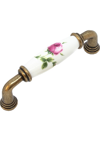 Porselen Kulp 96MM (9,6cm) Antik Pembe Çiçek Desenli