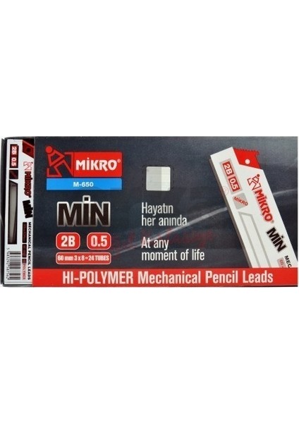 Min Çakmaklı 0.5 mm Kalem Ucu 75 mm 2b 24'lü