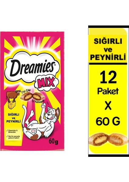 Mix Biftek & Peynir Ödül Maması 12X60gr