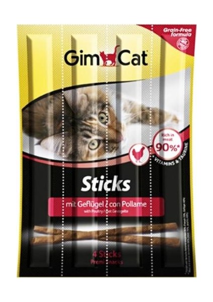 Kümes Hayvanı Etli Kedi Ödül Çubukları 4'lü 20 gr x 5 Paket